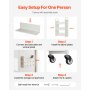 VEVOR 3-Tier Rolling Book Cart Single Sided L-Shaped Shelves Book Truck in White