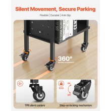 VEVOR 2-Tier Rolling Book Cart Double Sided L-Shaped Shelves Book Truck in Black
