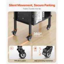 VEVOR 2-Tier Rolling Book Cart Double Sided L-Shaped Shelves Book Truck in Black