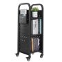 VEVOR Rolling Library Book Cart, 220 lbs Capacity, 12.6 x 13.8 x 36.8-Inch Library Cart, Single Sided L-Shaped Shelves with 2-Inch Lockable Wheels, Book Truck for Home Shelves Office and School, Black