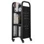 VEVOR Rolling Library Book Cart, 220 lbs Capacity, 12.6 x 13.8 x 36.8-Inch Library Cart, Single Sided L-Shaped Shelves with 2-Inch Lockable Wheels, Book Truck for Home Shelves Office and School, Black
