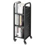 VEVOR Rolling Library Book Cart, 220 lbs Capacity, 12.6 x 13.8 x 36.8-Inch Library Cart, Single Sided L-Shaped Shelves with 2-Inch Lockable Wheels, Book Truck for Home Shelves Office and School, Black