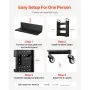 VEVOR 3-Tier Rolling Book Cart Single Sided L-Shaped Shelves Book Truck in Black