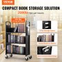 VEVOR Book Cart, 330 lbs Library Cart, 31.1" x 15.2" x 49.2" Rolling Book Cart, Single Sided L-Shaped Flat Shelves with 4-Inch Lockable Wheels for Home Shelves Office and School, Book Truck in Black