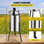 VEVOR Electric Honey Extractor Separator 2 Frame Bee Extractor Stainless Steel Honeycomb Spinner Crank. Beekeeping Extraction Apiary Centrifuge Equipment