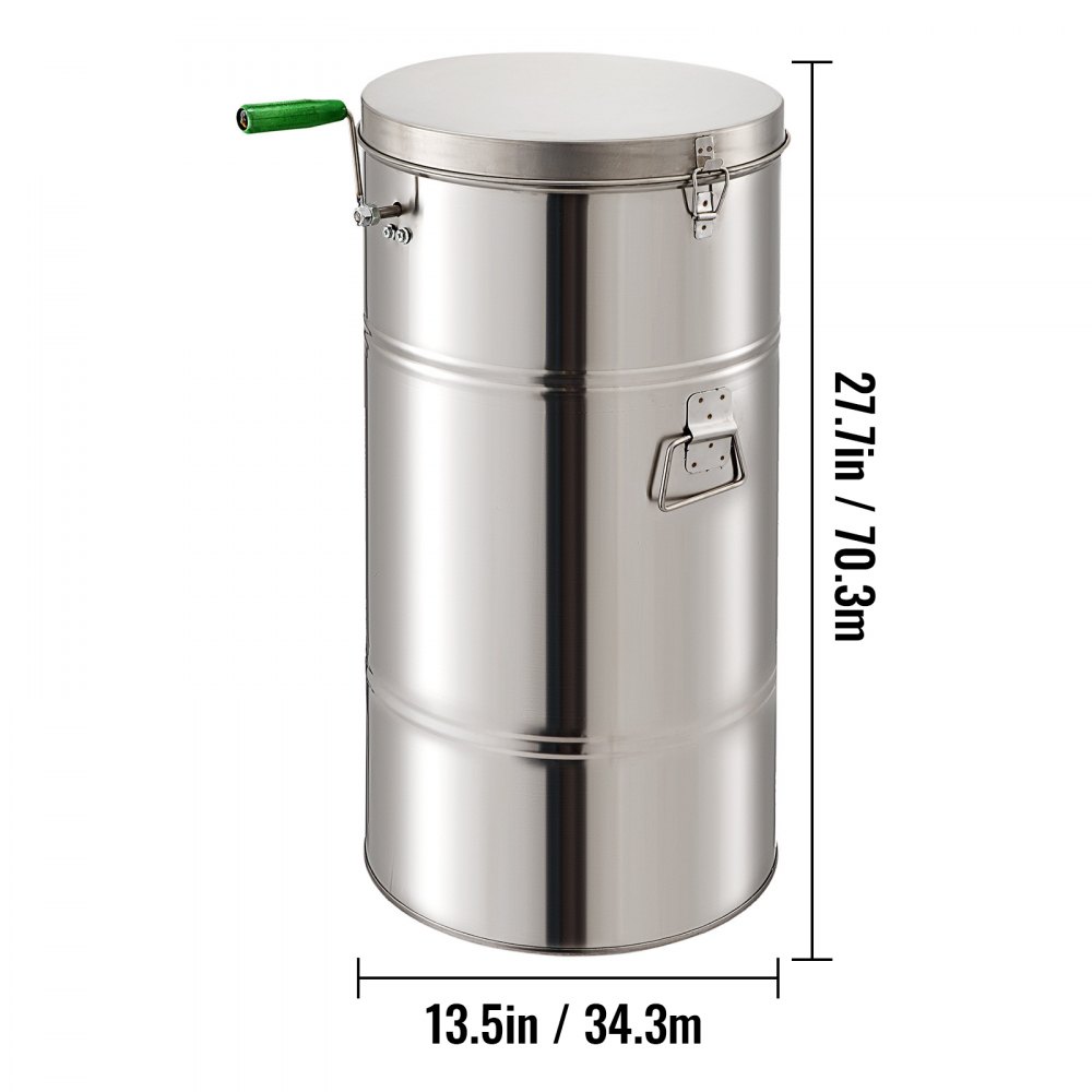 VEVOR Honey Extractor Bee Honey Extractor Manual Honeycomb Spinner 2 Two Frame Stainless Steel Beekeeping Accessory (2 Frame Honey Extractor)