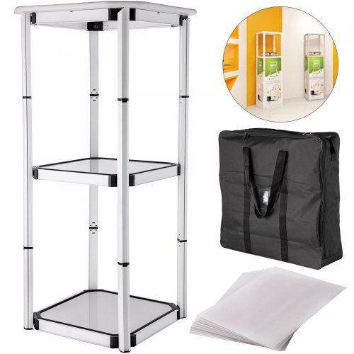 41.7" Spiral Tower Display Case Square Aluminum 10 Clear Panels Retail Locations