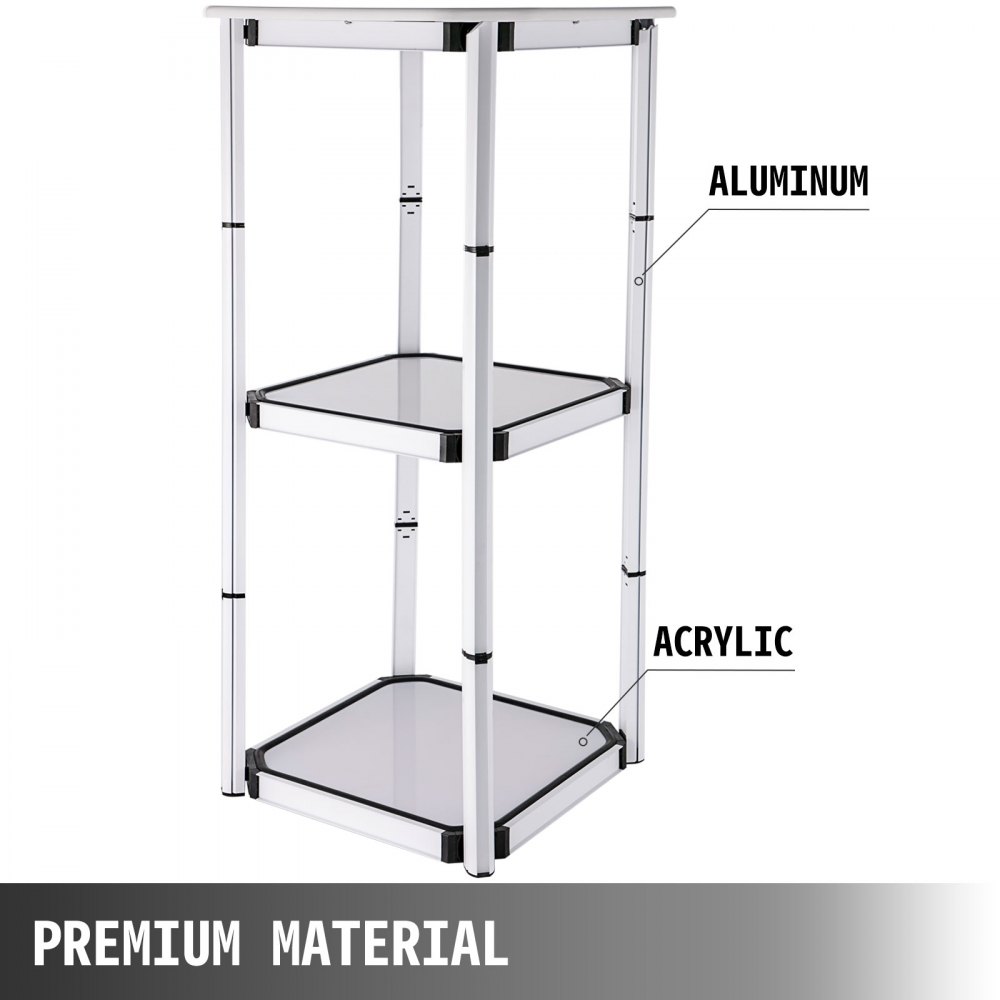 41.7" Spiral Tower Display Case Square Aluminum 10 Clear Panels Retail Locations