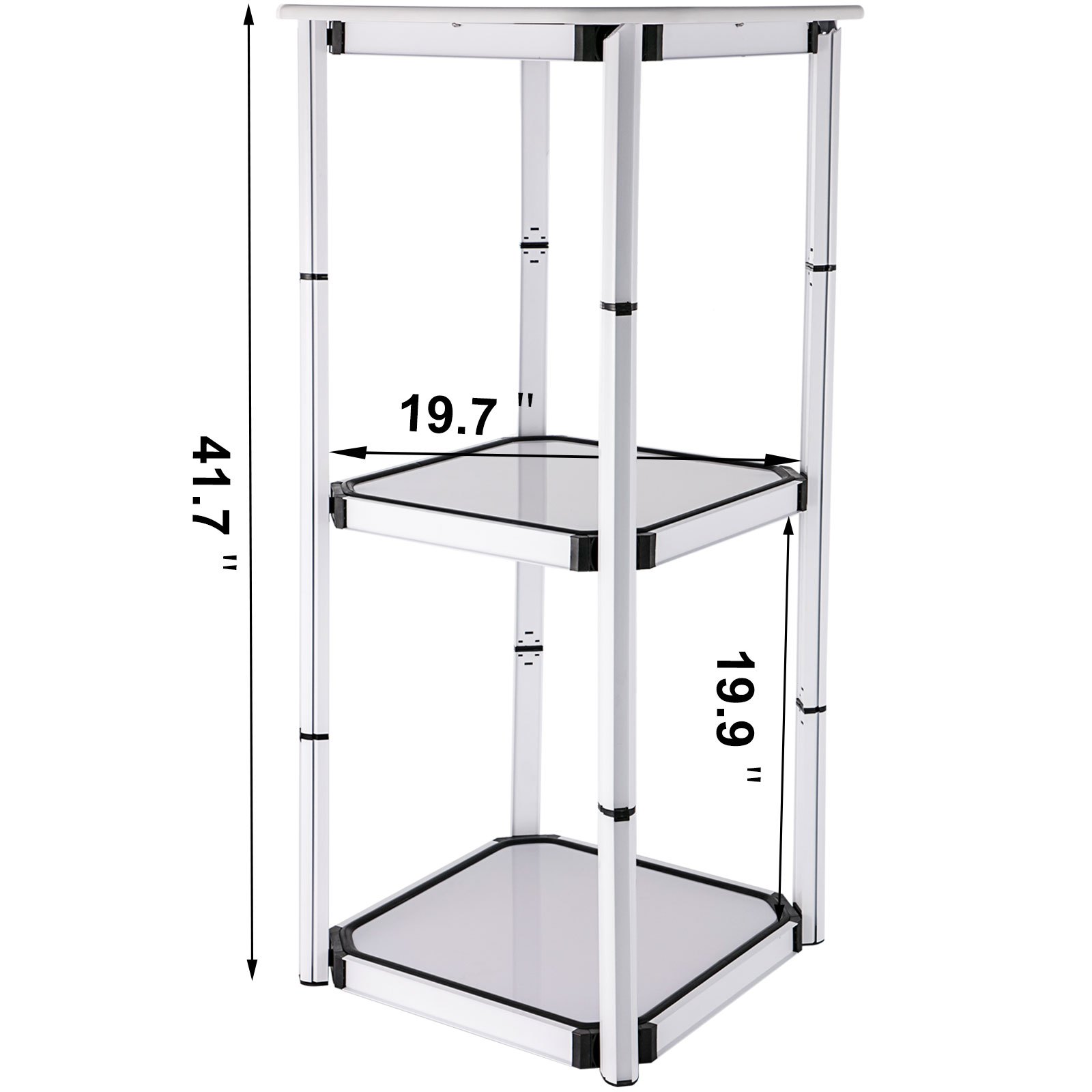 41.7" Spiral Tower Display Case Square Aluminum 10 Clear Panels Retail Locations