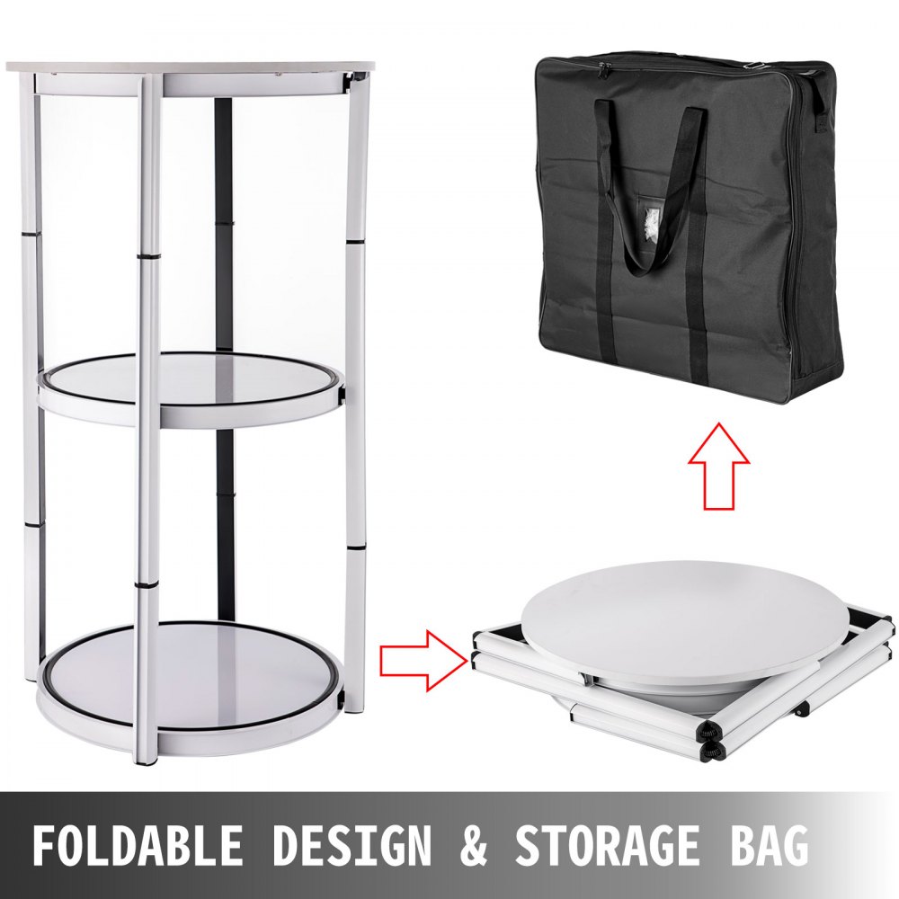 41.7" Trade Show Display Shelf Foldable Spiral Display Shelf Square Tower Stand