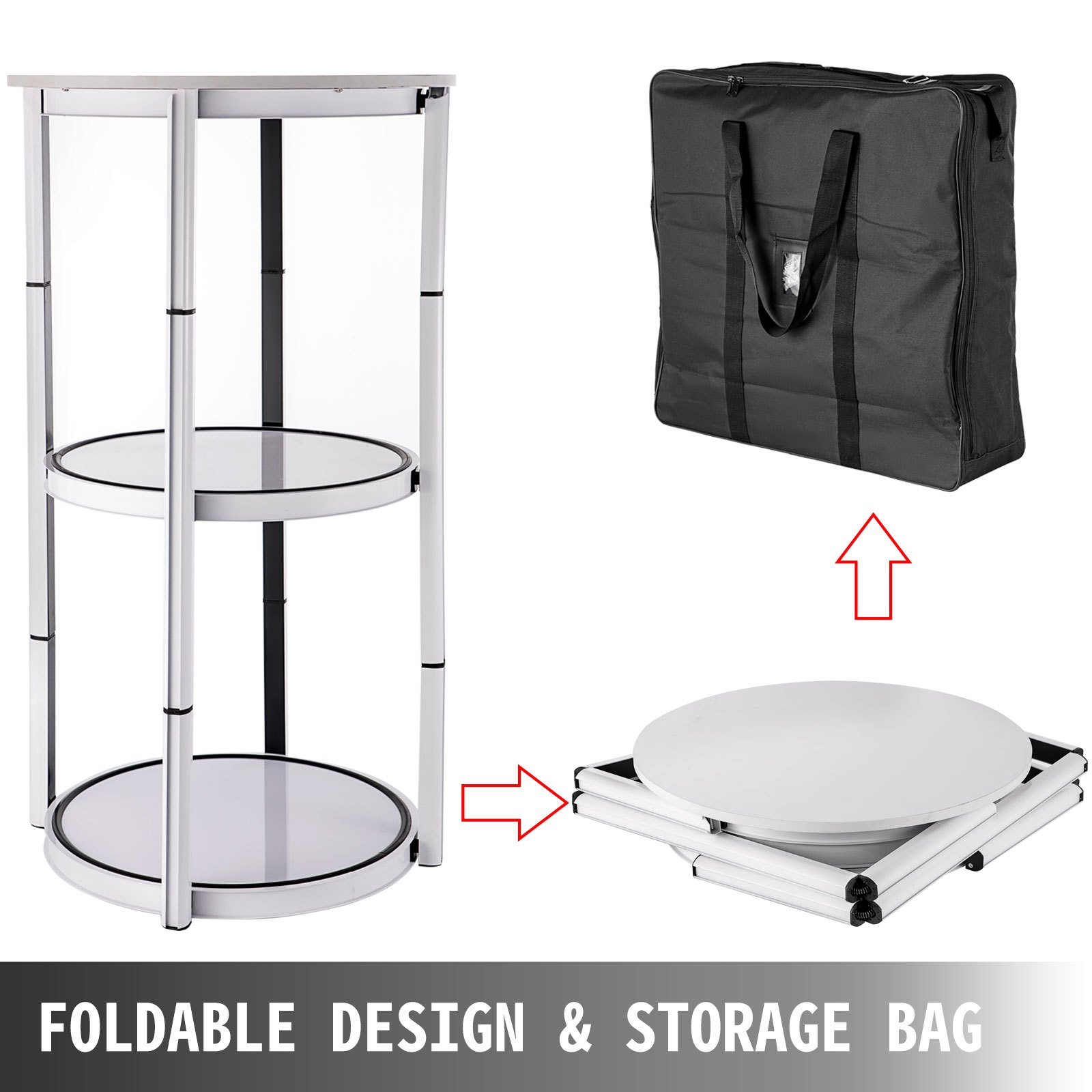 41.7" Trade Show Display Shelf Foldable Spiral Display Shelf Square Tower Stand