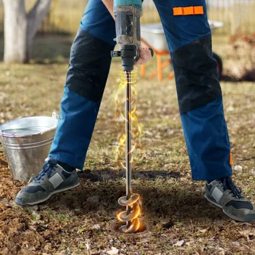 VEVOR Auger Drill Bit for Planting, 1.6 x 16.5 inch Garden Auger Drill Bit, Spiral Drill Bit for Bulbs Planting & Holes Digging, 3/8" Hex Drive Drill