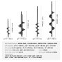VEVOR Auger Drill Bits for Planting Set of 4, Garden Auger Drill Bit, Spiral Drill Bit for Post Hole Digger, Bulbs Planting & Holes Digging, for 3/8" Hex Drive Drill