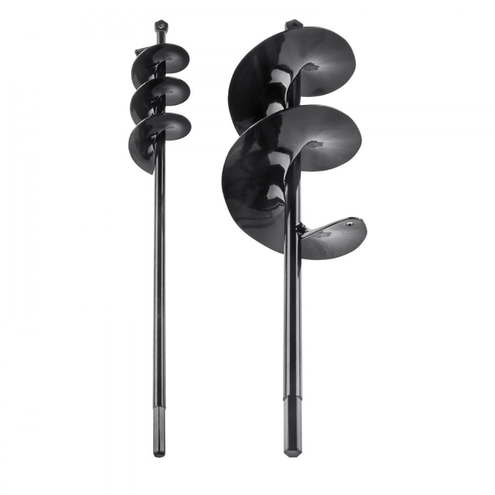 VEVOR black auger drill bits with spiral blades, ideal for gardening and drilling.