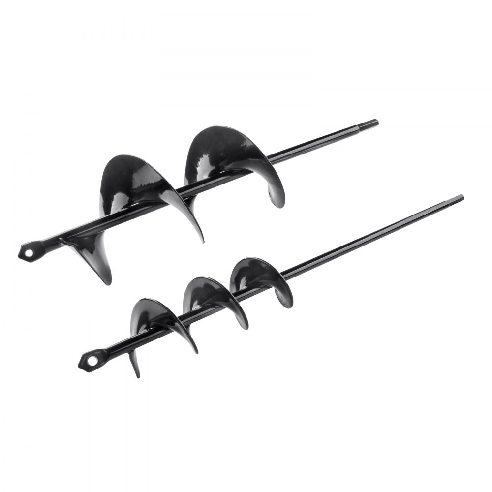 two VEVOR auger drill bits with spiral blades, designed for effective soil drilling.