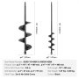 VEVOR black drill augers with 2in and 4in solid cores, 16in length, and specifications.