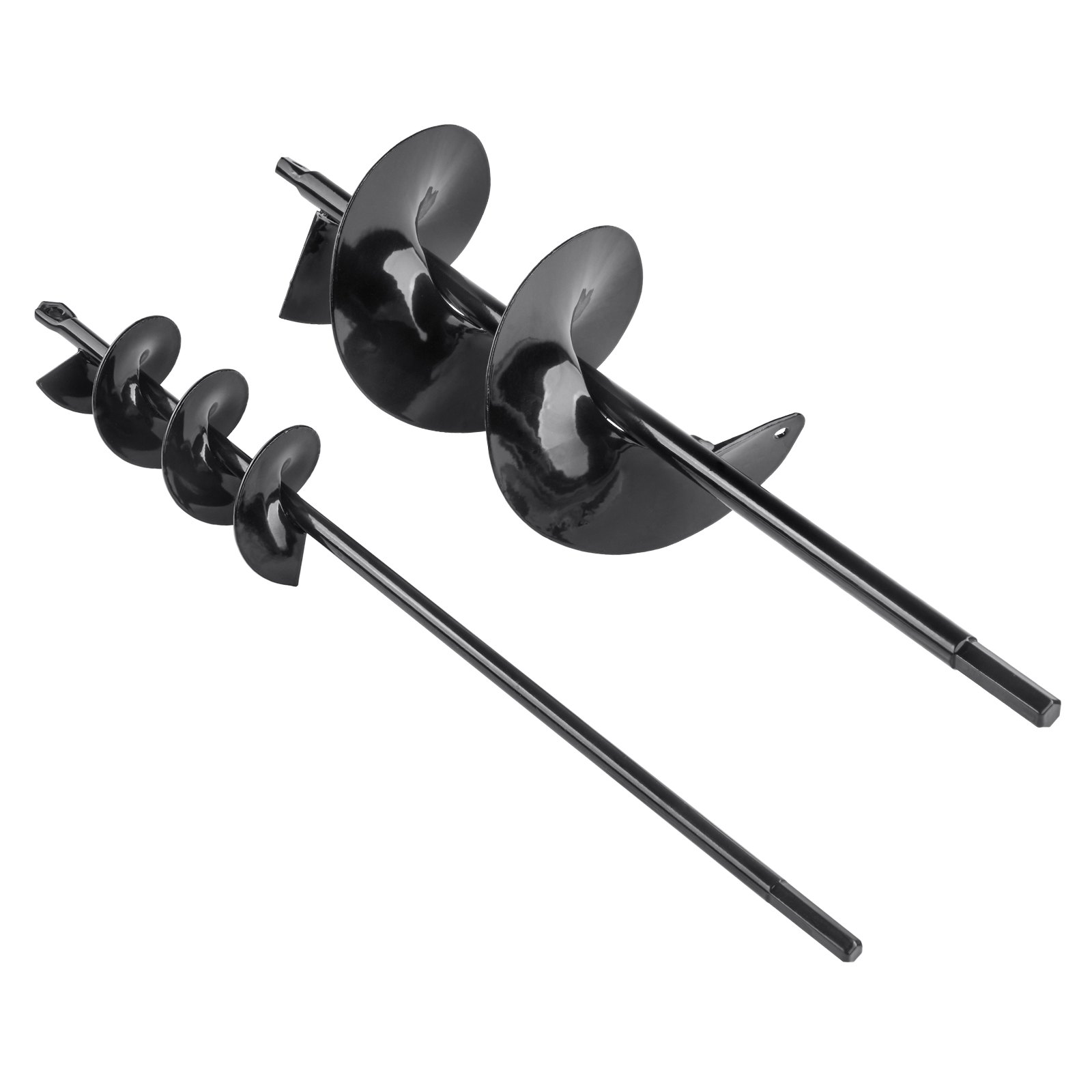 VEVOR auger drill bits featuring two black, spiral-shaped bits on a white background.