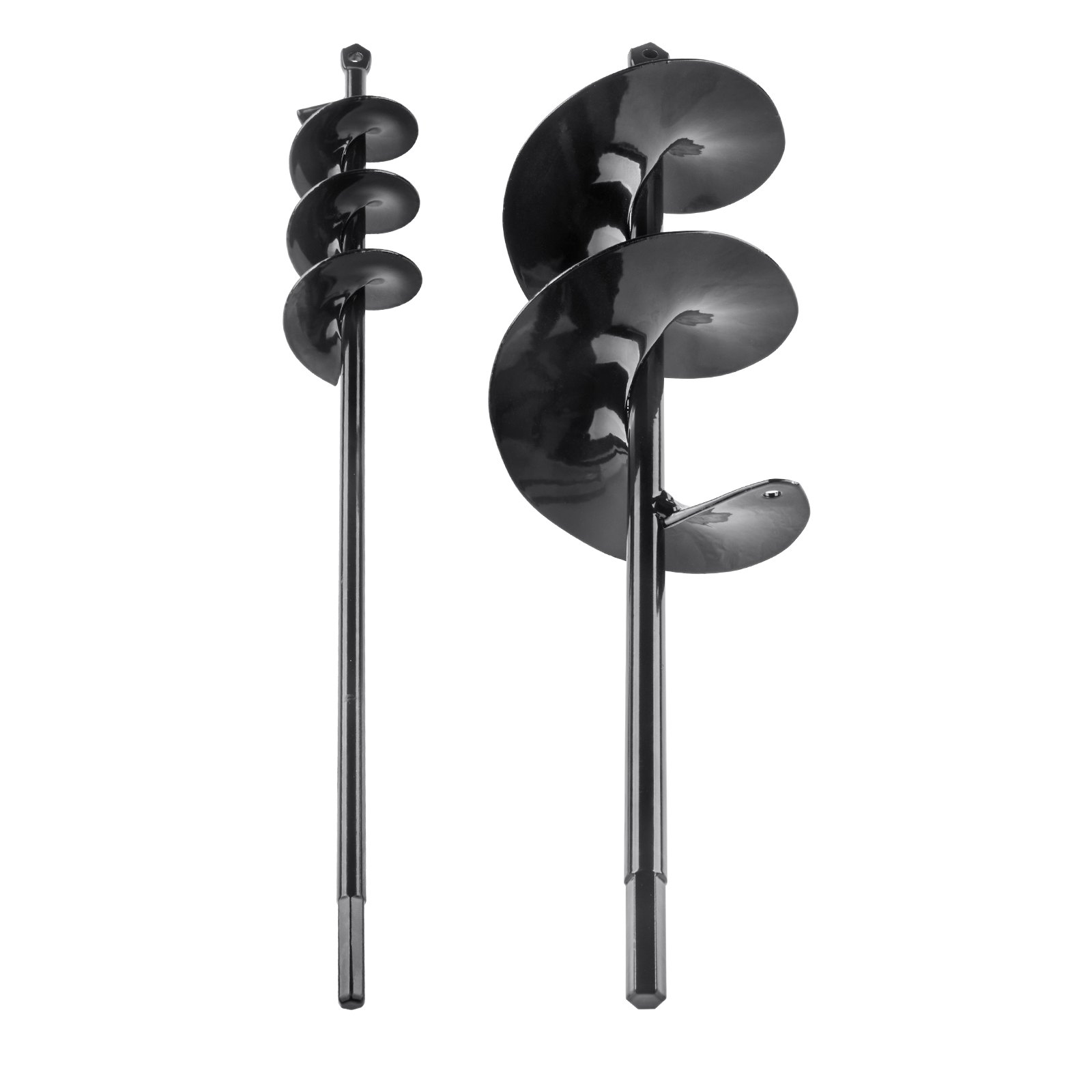 VEVOR black auger drill bits with spiral blades, ideal for gardening and drilling.