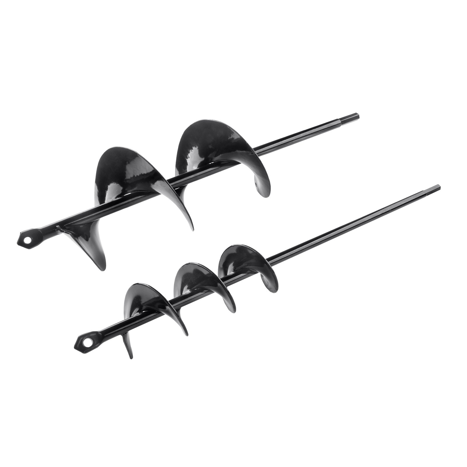 two VEVOR auger drill bits with spiral blades, designed for effective soil drilling.