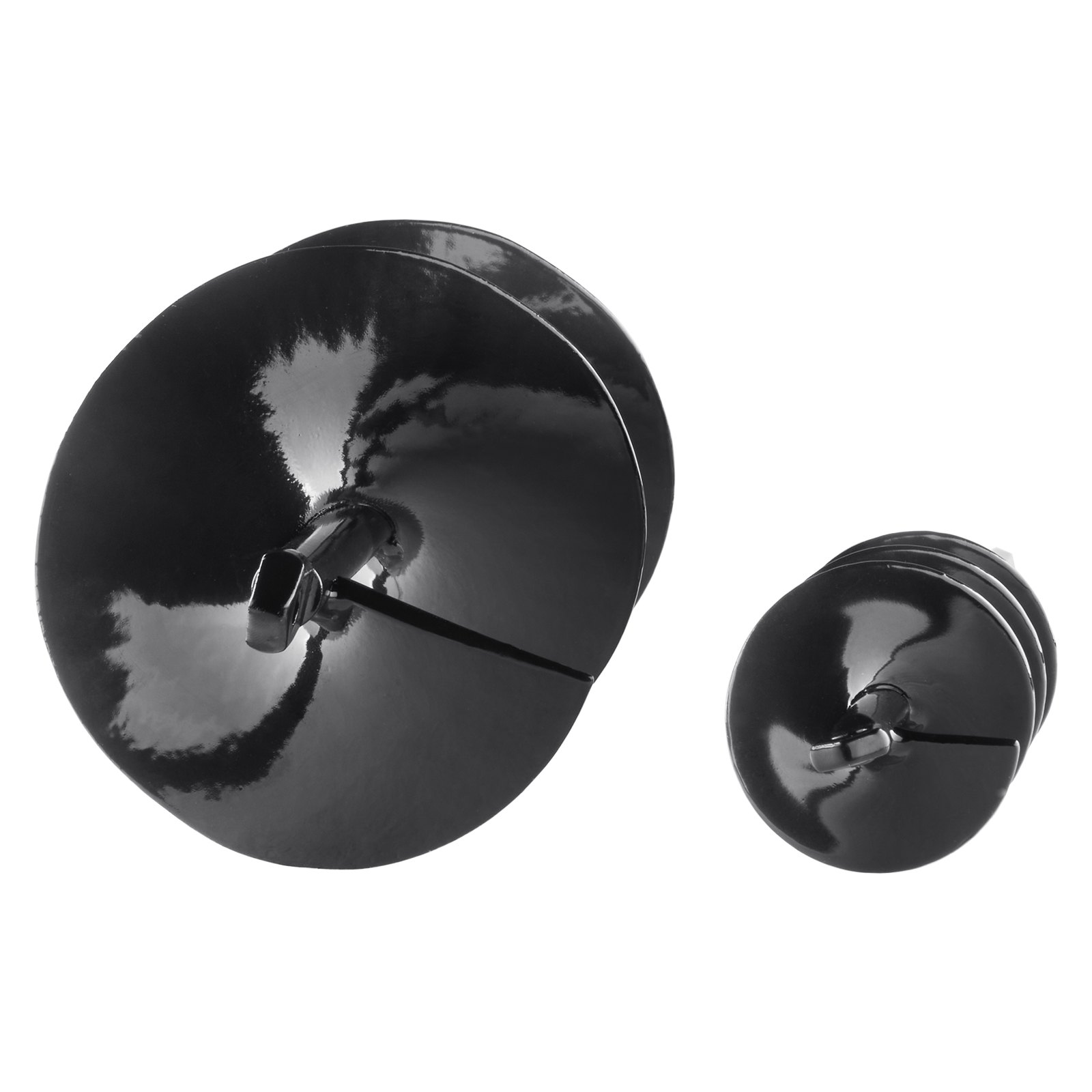 black VEVOR auger drill bits, large and small, with reflective surfaces on white background.