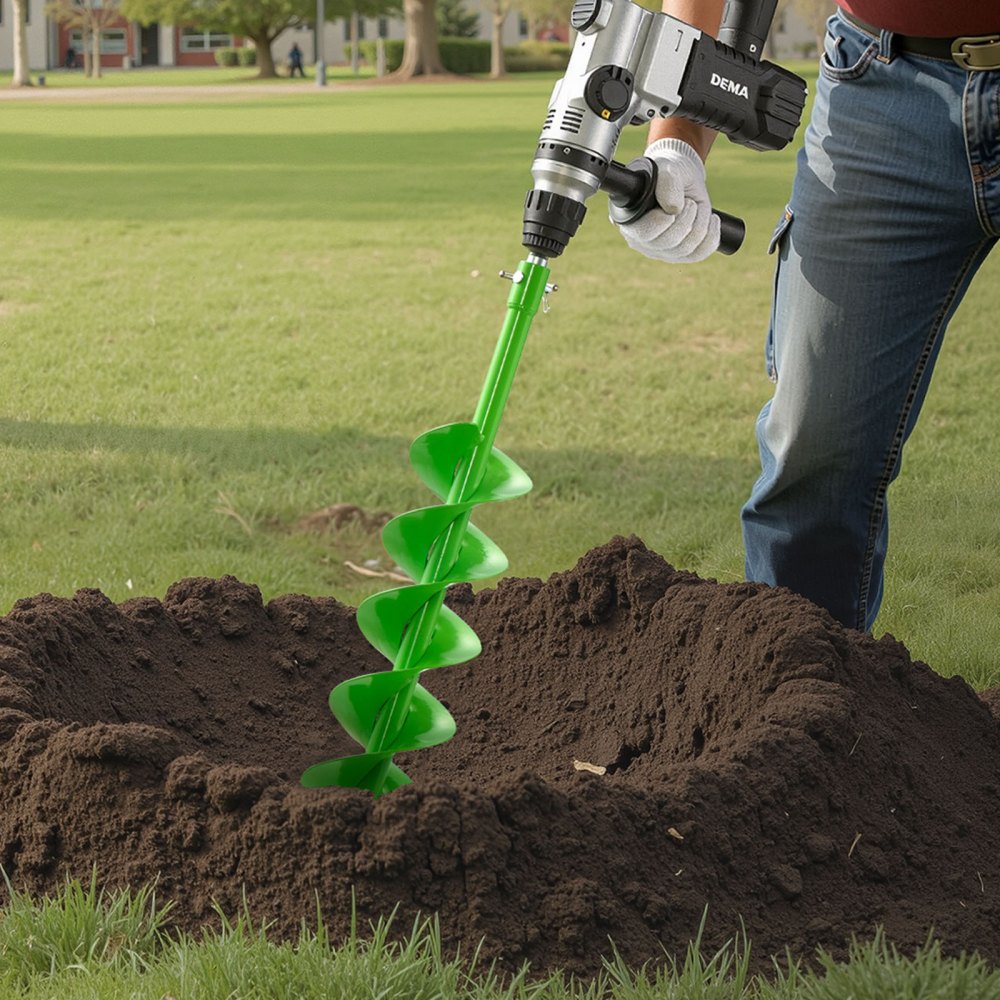 VEVOR Auger Drill Bit for Planting, Ø3.94" x 31.1" Spiral Drill Bit, Compatible with 0.78" ID Drive Drills, Heavy Duty Bulb Planter Tool, Post Hole Drilling Attachments for Garden Digger Fence
