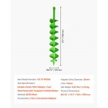 VEVOR Auger Drill Bit 4.72 x 31.1 in Earth Spiral Post Hole Digger Planter Tool