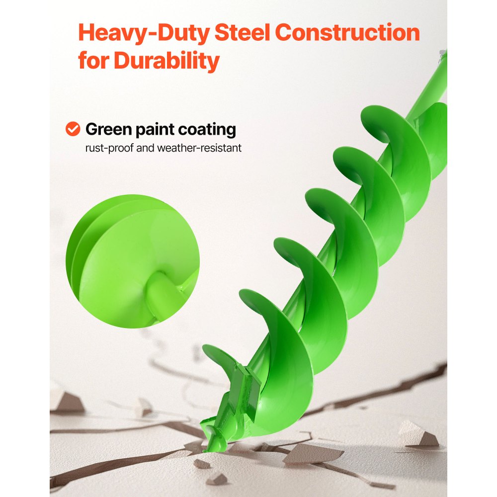 VEVOR Auger Drill Bit for Planting, 150 x 800 mm Spiral Drill Bit, Compatible with 20mm ID Drive Drills, Heavy Duty Bulb Planter Tool, Post Hole Drilling Attachments for Garden Digger Fence