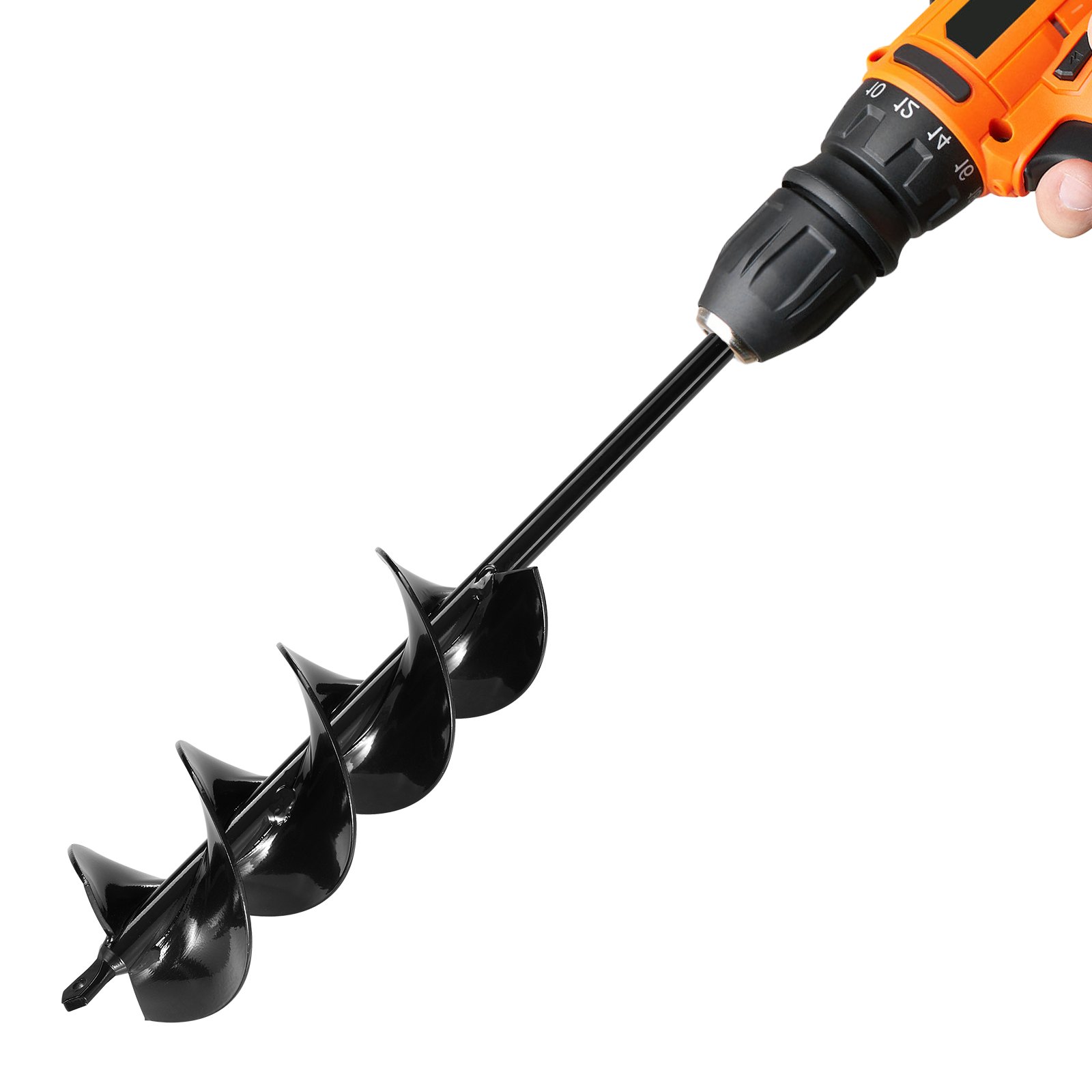 VEVOR Auger Drill Bit for Planting, Ø3.15" × 16.1" Spiral Drill Bit, for 3/8'' Hex Drive Drills, Heavy Duty Bulb Planter Tool, Hole Drilling Attachments for Garden Post Hole Digger Fence Digging