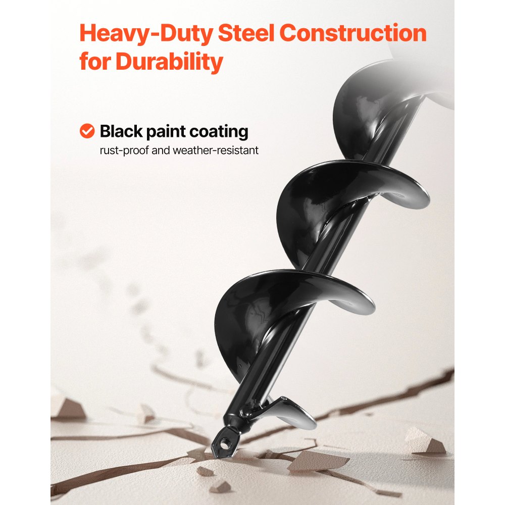 VEVOR Auger Drill Bit for Planting, Ø3.15" x 23.62" Spiral Drill Bit, for 3/8'' Hex Drive Drills, Heavy Duty Bulb Planter Tool, Hole Drilling Attachments for Garden Post Hole Digger Fence Digging