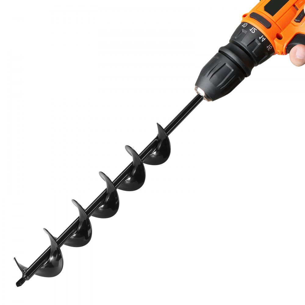 VEVOR Auger Drill Bit for Planting, Ø3.15" x 23.62" Spiral Drill Bit, for 3/8'' Hex Drive Drills, Heavy Duty Bulb Planter Tool, Hole Drilling Attachments for Garden Post Hole Digger Fence Digging