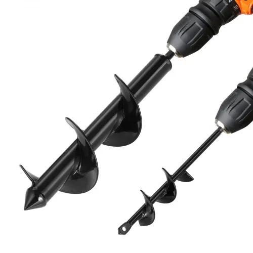 VEVOR Auger Drill Bit for Planting Set of 2, Ø3.15 x 11.81 in & Ø1.57 x 8.67 in, Spiral Drill Bit for 3/8'' Hex Drive Drills, Heavy Duty Bulb Planter Tool, Hole Drilling Attachments for Digger