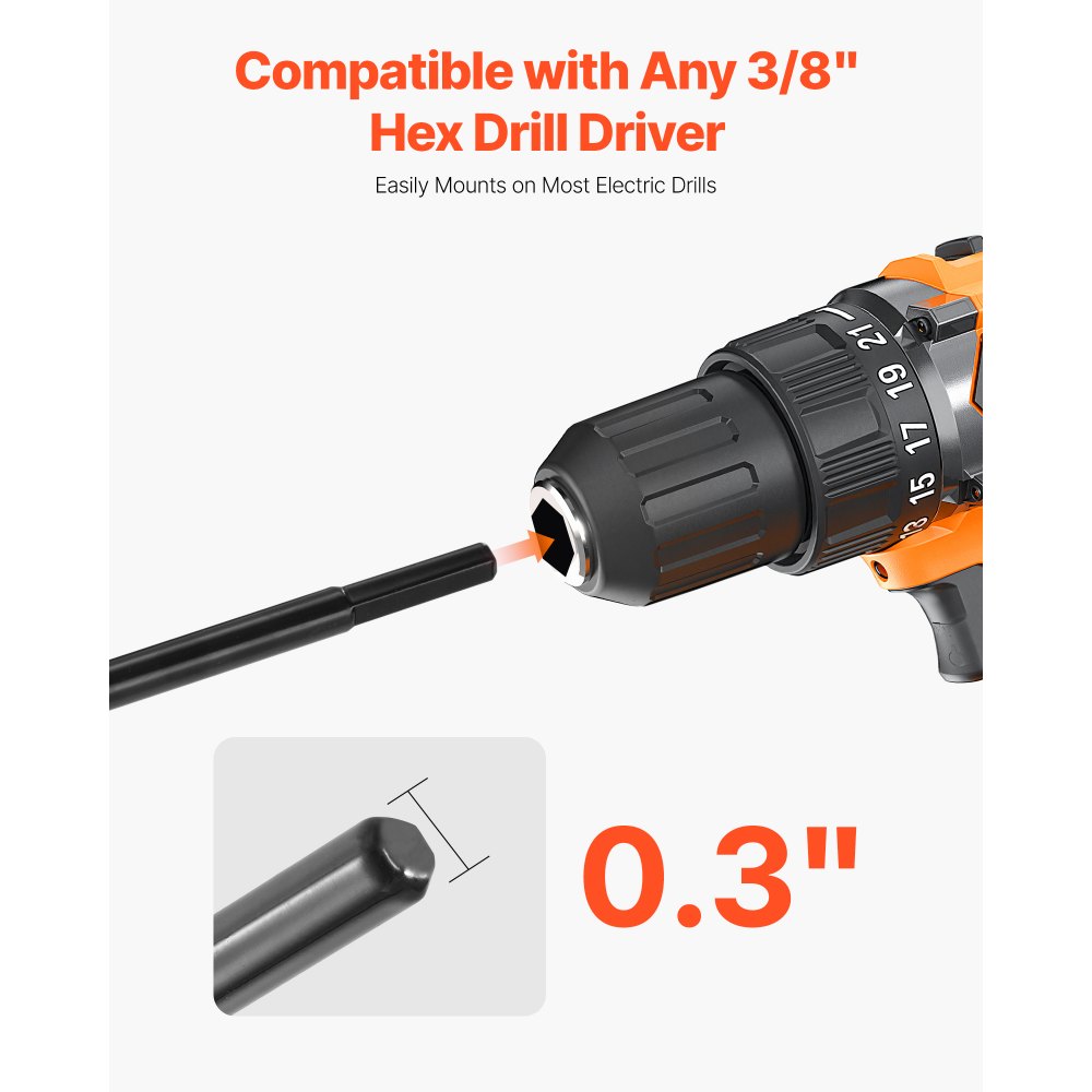 VEVOR Sada vrtáků pro sázení, 2 ks, 40 x 220 mm a 80 x 300 mm, Spirálový vrták pro šestihranné vrtáky 3/8", Vysoce odolný nástroj pro sázení cibulí, Nástavce pro vrtání otvorů pro bagr