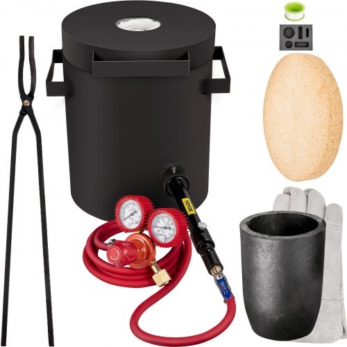 VEVOR Propane Melting Furnace, 2462°F, 6 KG Metal Foundry Furnace Kit with Graphite Crucible and Tongs, Casting Melting Smelting Refining Precious Metals Like Gold Silver Aluminum Copper Brass Bronze