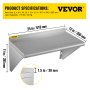 VEVOR Stainless Steel Wall Shelf, 12'' x 24'', 110 lbs Load Heavy Duty Commercial Wall Mount Shelving w/ Backsplash and 2 Brackets for Restaurant, Home, Kitchen, Hotel, Laundry Room, Bar