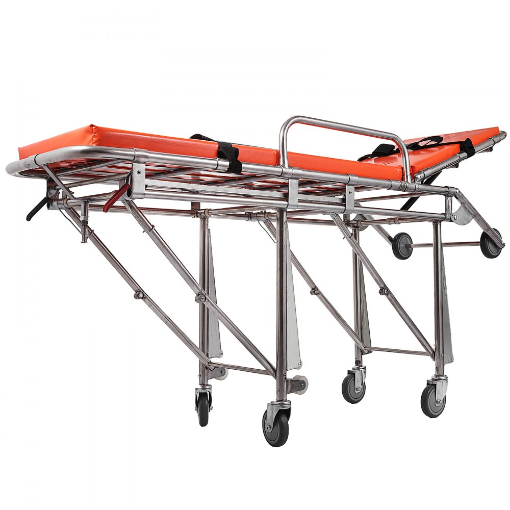 Emergency Medical Stretcher Ambulance Gurney Rotating Casters Automatic Loading