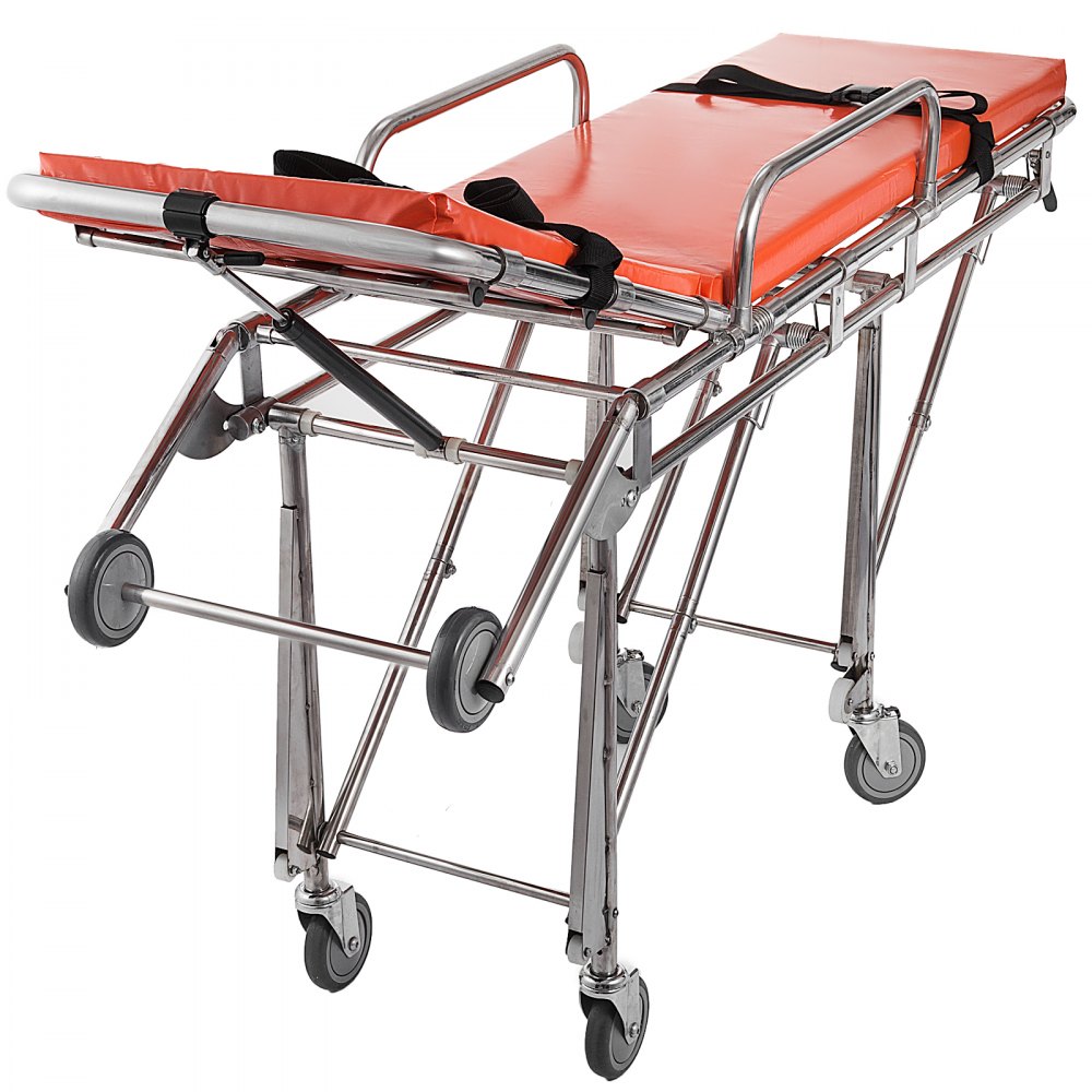 Emergency Medical Stretcher Ambulance Gurney Rotating Casters Automatic Loading
