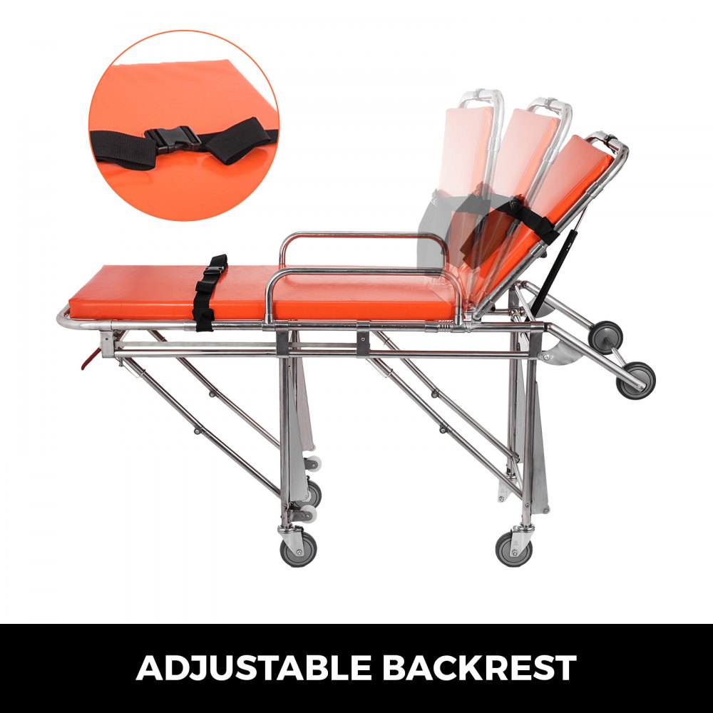 Emergency Medical Stretcher Ambulance Gurney Rotating Casters Automatic Loading
