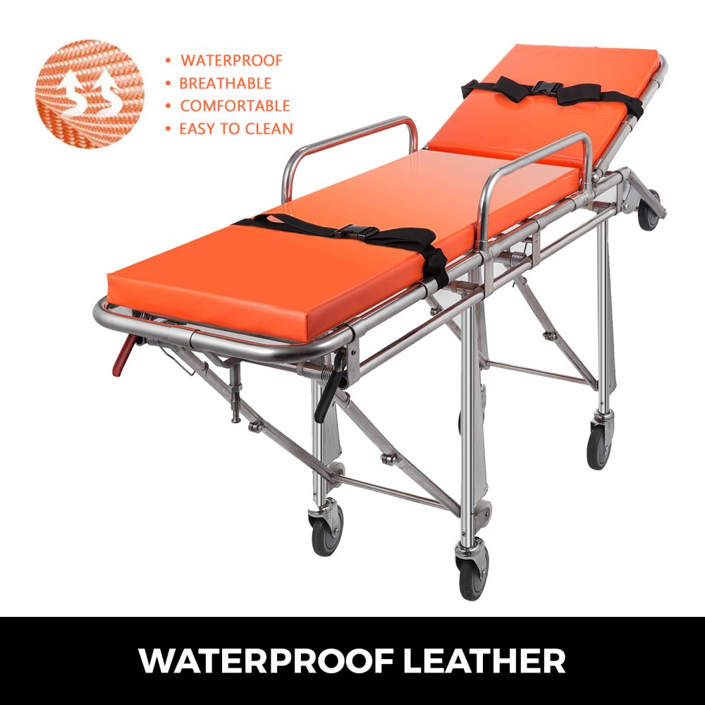 Emergency Medical Stretcher Ambulance Gurney Rotating Casters Automatic Loading