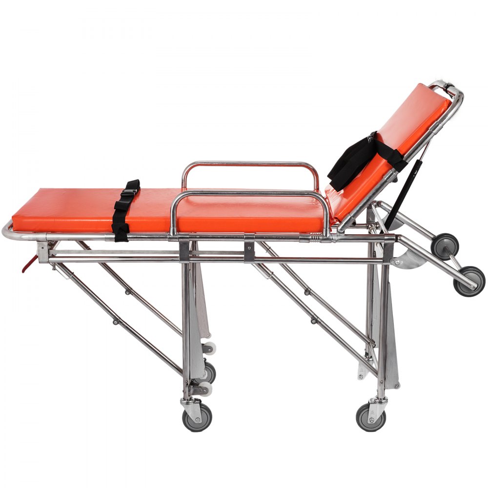 Emergency Medical Stretcher Ambulance Gurney Rotating Casters Automatic Loading