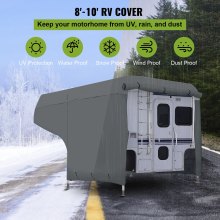 VEVOR RV Cover, 8'-10' Travel Trailer RV Cover, Windproof RV & Trailer Cover, Extra-Thick 4 Layers Durable Camper Cover, Waterproof Ripstop Anti-UV for RV Motorhome with Adhesive Patch & Storage Bag
