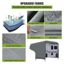 VEVOR RV Cover, 8'-10' Travel Trailer RV Cover, Windproof RV & Trailer Cover, Extra-Thick 4 Layers Durable Camper Cover, Waterproof Ripstop Anti-UV for RV Motorhome with Adhesive Patch & Storage Bag