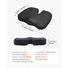 VEVOR Seat Cushion Memory Foam Seat Chair Cushion for Back Hip Pressure Relief