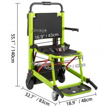 VEVOR elektromos lépcsőmászó kerekesszék súlya 350 lbs lépcsőmászó szék Sürgősségi lépcsőmászó szék összecsukható elemes lánctalpas mászószék (zöld)