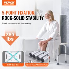 VEVOR Shower Chair, Adjustable Height Shower Stool with Built-in Handles, Shower Seat for Inside Shower or Tub, Non-Slip Bench Bathtub Stool Seat for Elderly Disabled Handicap, 158.8 kg Capacity