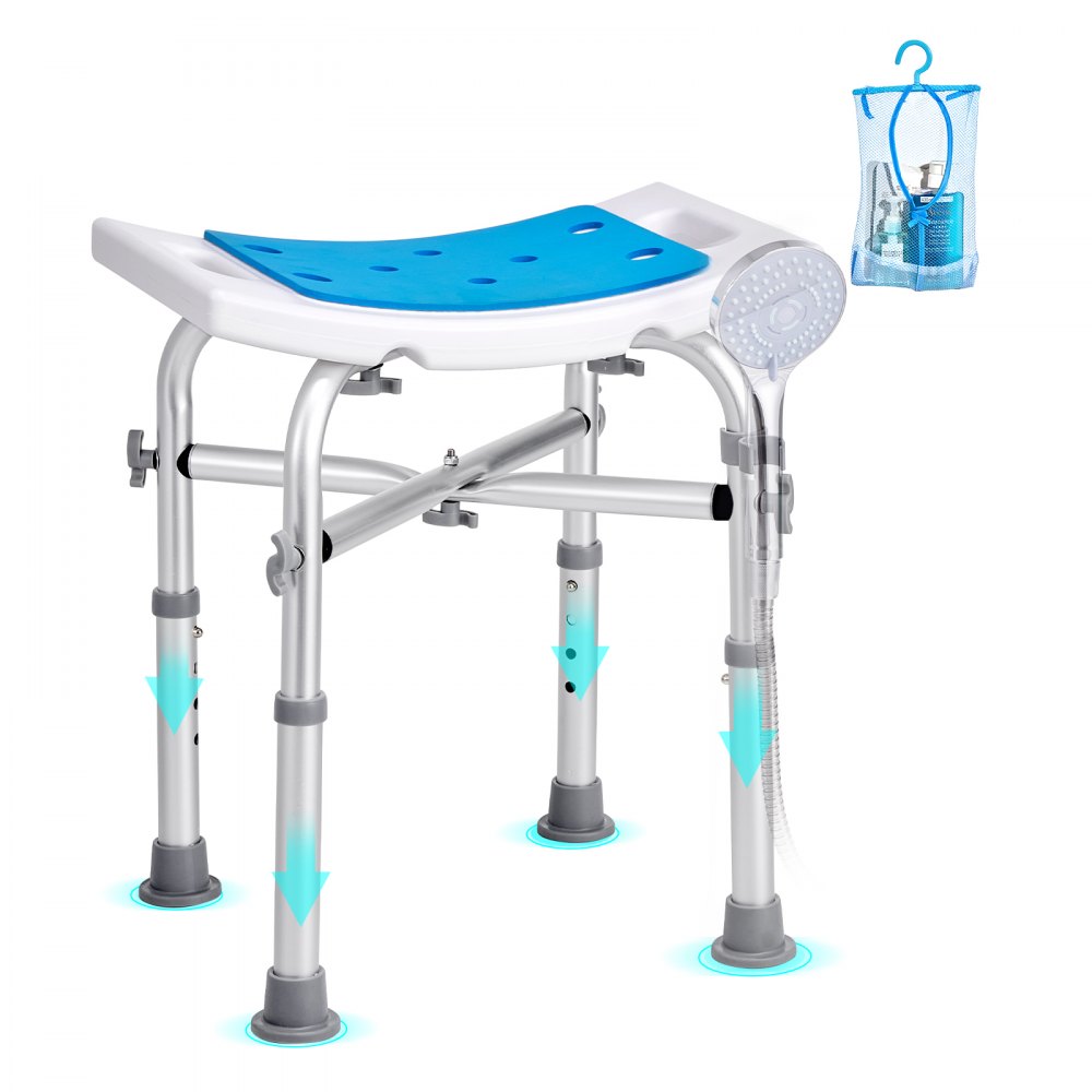 VEVOR brusestol, justerbar højde brusestol med tværstangsstøtte, brusesæde til indendørs bruser eller badekar, skridsikker bænk Badekarstol sæde til ældre handicappede handicap, 226,8 kg Kapacitet
