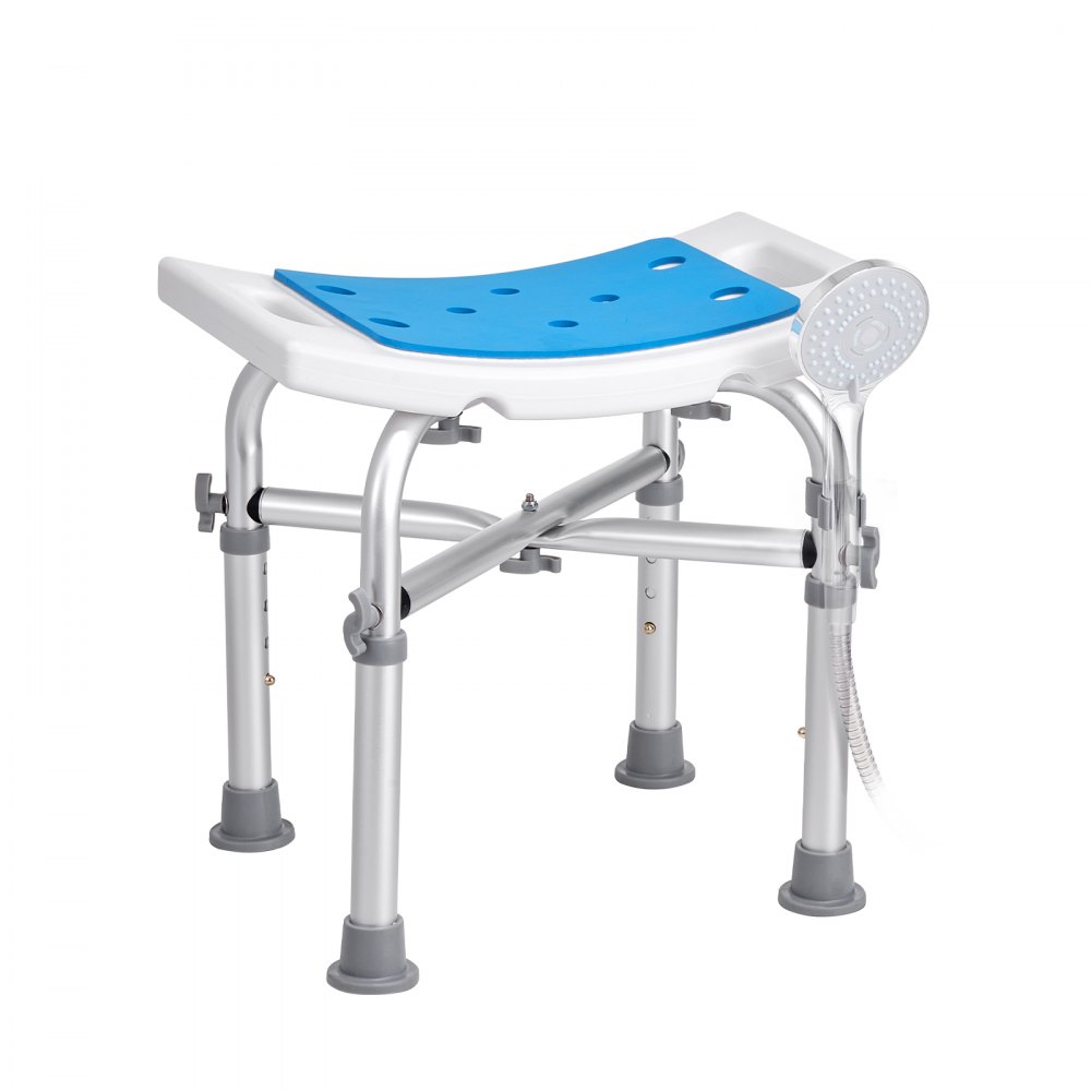 VEVOR Shower Chair, Adjustable Height Shower Stool with Crossbar Support, Shower Seat for Inside Shower or Tub, Non-Slip Bench Bathtub Stool Seat for Elderly Disabled Handicap, 226.8 kg Capacity
