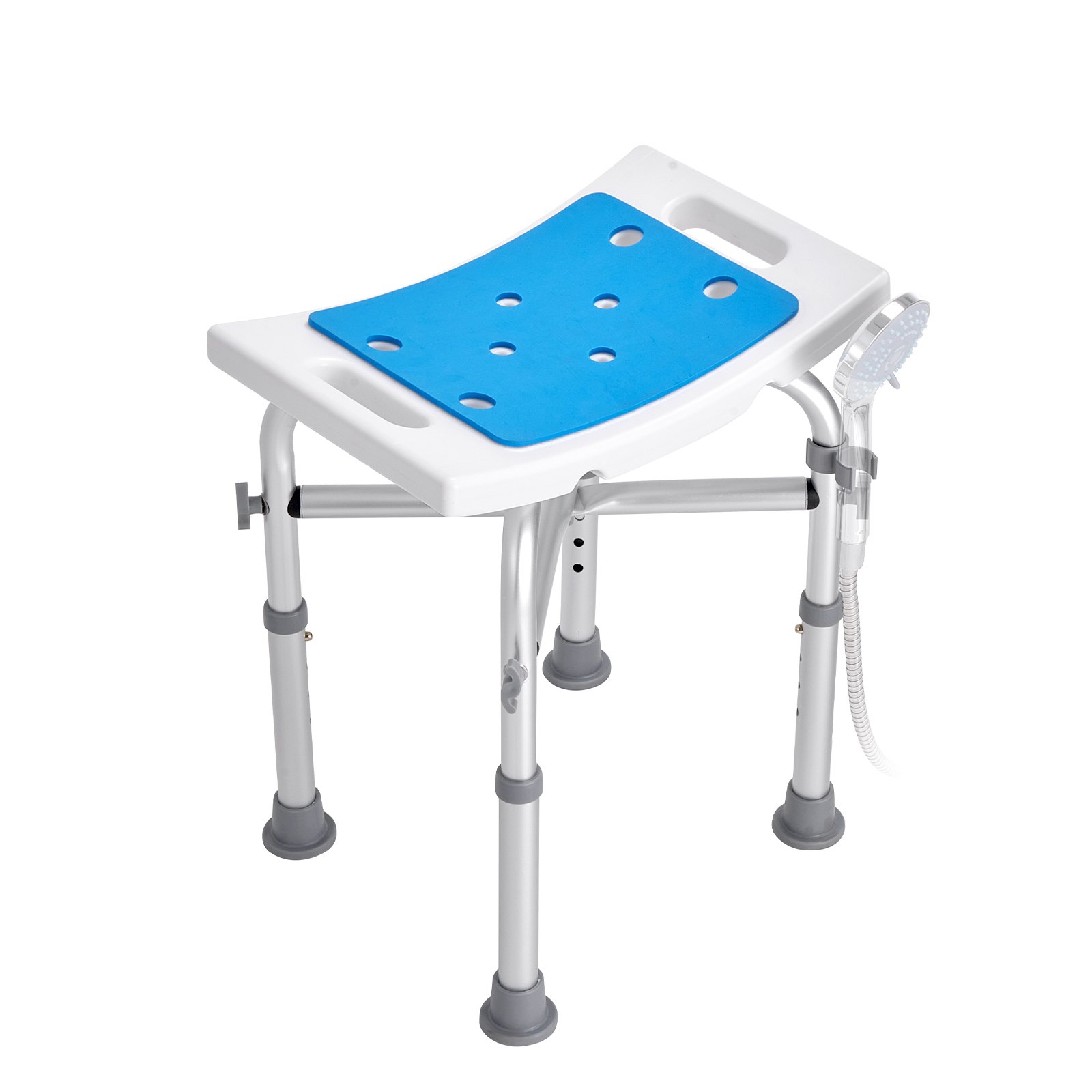 VEVOR Shower Chair, Adjustable Height Shower Stool with Crossbar Support, Shower Seat for Inside Shower or Tub, Non-Slip Bench Bathtub Stool Seat for Elderly Disabled Handicap, 226.8 kg Capacity
