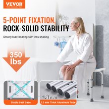 VEVOR Shower Chair, Adjustable Height Shower Stool, Shower Seat for Inside Shower or Tub, Non-Slip Bench Bathtub Stool Seat for Elderly Disabled Handicap, 158.8 kg Capacity