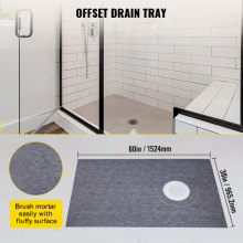 VEVOR Waterproofing Shower Kit Shower Kit Tray 38''x60'' with Offset Drain ABS