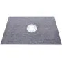 VEVOR Shower Curb Kit, 38\"x60\" Watertight Shower Curb Overlay with 4\" PVC Central Bonding Flange, 4\" Stainless Steel Grate, 2 Cuttable Shower Curb and Trowel, Shower Pan Slope Sticks Fit for Bathr